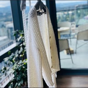 THEORY Ribbed Cardigan White